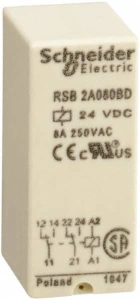 Schneider Electric - 2,000 VA Power Rating, Electromechanical Plug-in General Purpose Relay - 8 Amp at 250 VAC & 28 VDC, 2CO, 24 VDC - Benchmark Tooling