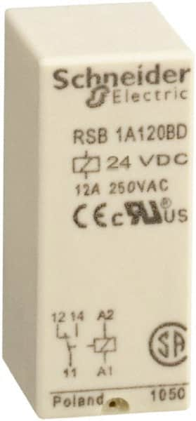 Schneider Electric - 3,000 VA Power Rating, Electromechanical Plug-in General Purpose Relay - 12 Amp at 250 VAC & 12 Amp at 28 VDC, 1CO, 24 VDC - Benchmark Tooling