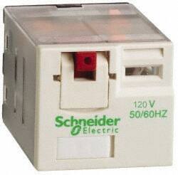 Schneider Electric - 3,750 VA Power Rating, Electromechanical Plug-in General Purpose Relay - 15 Amp at 250 VAC & 28 VDC, 4CO, 120 VAC - Benchmark Tooling