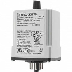 Square D - 0.66 min Delay, DPDT Time Delay Relay - 10 Contact Amp, 110 VDC & 120 VAC - Benchmark Tooling