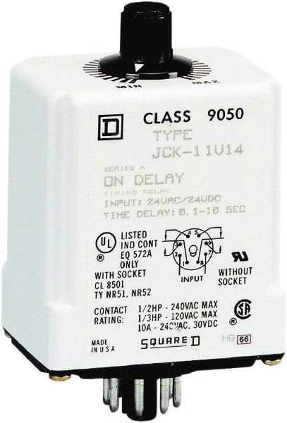 Square D - DPDT Time Delay Relay - 10 Contact Amp, 24 VAC/VDC - Benchmark Tooling