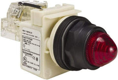 Schneider Electric - 120 V Red Lens LED Press-to-Test Indicating Light - Round Lens, Screw Clamp Connector, Corrosion Resistant, Dust Resistant, Oil Resistant - Benchmark Tooling