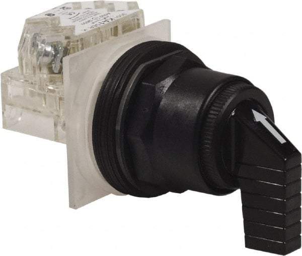 Schneider Electric - 1.18 Inch Mount Hole, 3 Position, Knob and Pushbutton Operated, Selector Switch - Black, Momentary (MO), Anticorrosive, Weatherproof, Dust and Oil Resistant - Benchmark Tooling