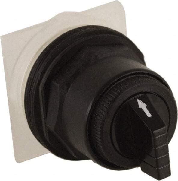 Schneider Electric - 30mm Mount Hole, 3 Position, Knob and Pushbutton Operated, Selector Switch Only - Black, Maintained (MA), without Contact Blocks, Anticorrosive, Weatherproof, Dust and Oil Resistant - Benchmark Tooling