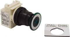 Schneider Electric - 30mm Mount Hole, Extended Straight, Pushbutton Switch Only - Green Pushbutton, Maintained (MA), Momentary (MO) - Benchmark Tooling