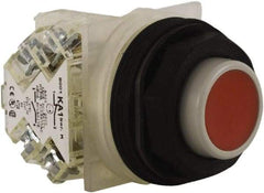 Schneider Electric - 30mm Mount Hole, Extended Straight, Pushbutton Switch with Contact Block - Red Pushbutton, Momentary (MO) - Benchmark Tooling