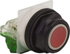 Schneider Electric - 30mm Mount Hole, Extended Straight, Pushbutton Switch with Contact Block - Red Pushbutton, Momentary (MO) - Benchmark Tooling