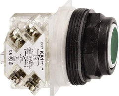 Schneider Electric - 30mm Mount Hole, Flush, Pushbutton Switch with Contact Block - Octagon, Green Pushbutton, Momentary (MO) - Benchmark Tooling