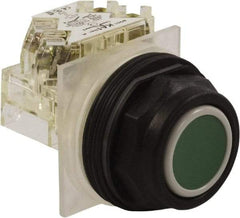 Schneider Electric - 30mm Mount Hole, Flush, Pushbutton Switch with Contact Block - Octagon, Green Pushbutton, Momentary (MO) - Benchmark Tooling