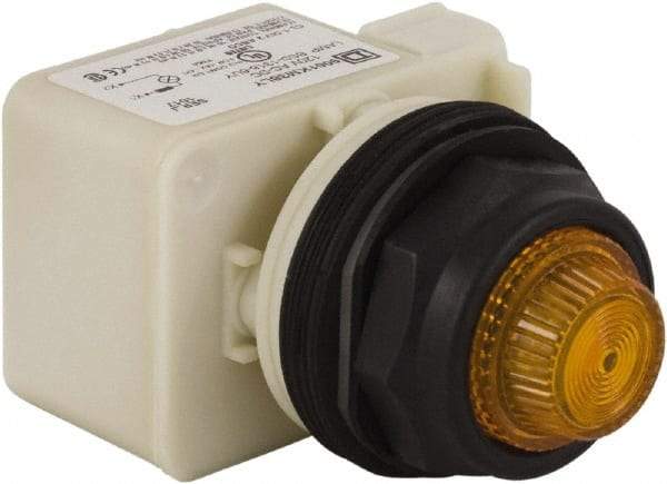 Schneider Electric - 120 V Amber Lens LED Indicating Light - Round Lens, Screw Clamp Connector, Corrosion Resistant, Dust Resistant, Oil Resistant - Benchmark Tooling