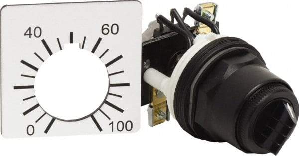 Square D - 2,500 Ohm, 30mm, 300 VAC Potentiometer - 2 Watts, Nonilluminated, Knob Operated, NEMA 4, 13 - Benchmark Tooling