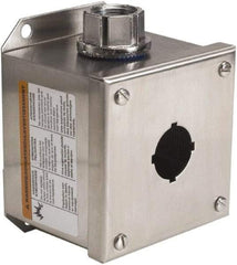 Schneider Electric - 1 Hole, 30mm Hole Diameter, Stainless Steel Pushbutton Switch Enclosure - 1, 3, 4, 12, 4X NEMA Rated - Benchmark Tooling