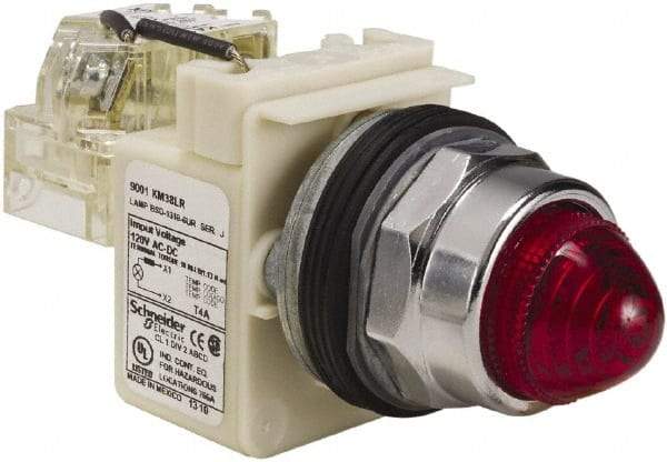 Schneider Electric - 120 VAC Red Lens LED Indicating Light - Screw Clamp Connector - Benchmark Tooling