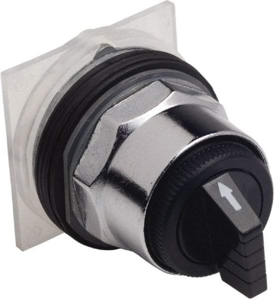 Schneider Electric - 30mm Mount Hole, 3 Position, Knob and Pushbutton Operated, Selector Switch Only - Black, Momentary (MO), without Contact Blocks, Weatherproof and Dust and Oil Resistant - Benchmark Tooling