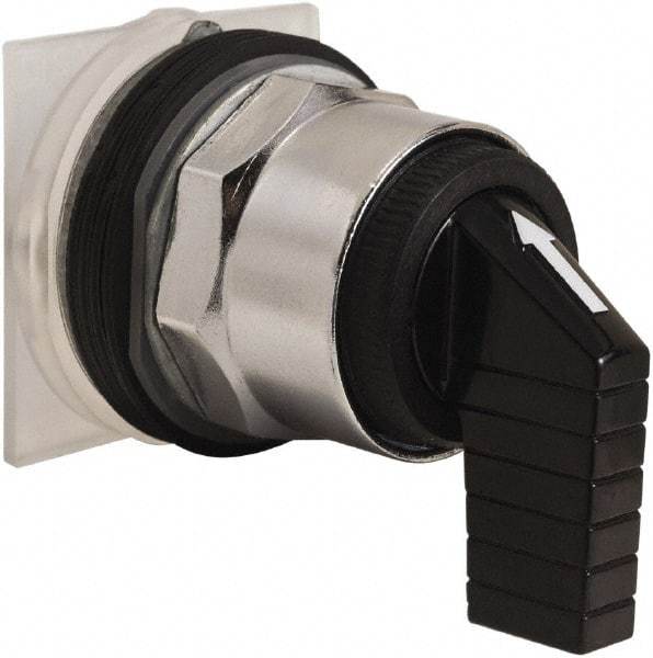 Schneider Electric - 30mm Mount Hole, 3 Position, Knob and Pushbutton Operated, Selector Switch Only - Black, Momentary (MO), without Contact Blocks, Weatherproof and Dust and Oil Resistant - Benchmark Tooling