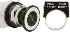 Schneider Electric - 30mm Mount Hole, Extended Straight, Pushbutton Switch Only - Green Pushbutton, Maintained (MA) - Benchmark Tooling