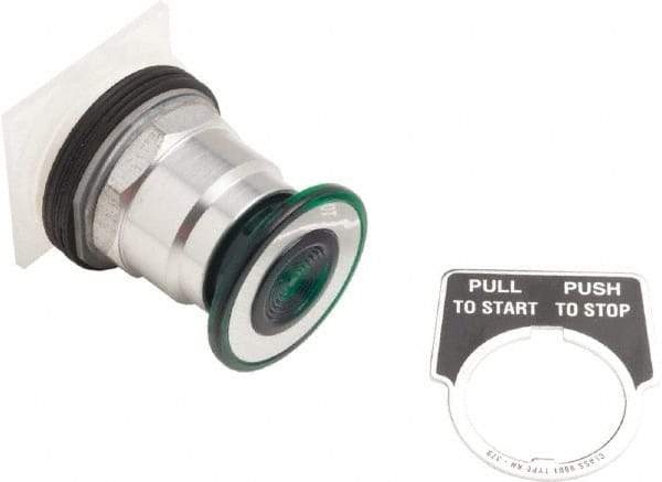 Schneider Electric - 30mm Mount Hole, Extended Straight, Pushbutton Switch Only - Round, Green Pushbutton, Maintained (MA), Momentary (MO), Weatherproof, Dust and Oil Resistant - Benchmark Tooling