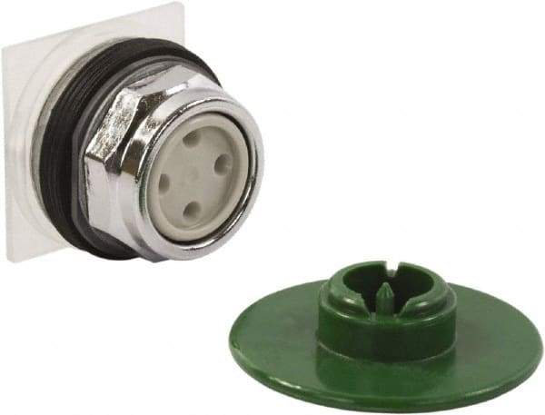 Schneider Electric - 1.18 Inch Mount Hole, Extended Straight, Pushbutton Switch Only - Round, Green Pushbutton, Momentary (MO), Weatherproof, Dust and Oil Resistant - Benchmark Tooling