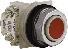 Schneider Electric - 30mm Mount Hole, Extended Straight, Pushbutton Switch with Contact Block - Red Pushbutton, Momentary (MO) - Benchmark Tooling