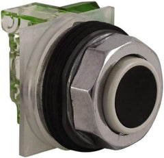 Schneider Electric - 30mm Mount Hole, Extended Straight, Pushbutton Switch with Contact Block - Black Pushbutton, Momentary (MO) - Benchmark Tooling