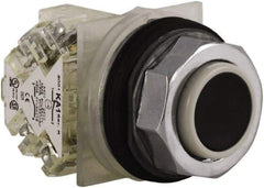 Schneider Electric - 30mm Mount Hole, Extended Straight, Pushbutton Switch with Contact Block - Black Pushbutton, Momentary (MO) - Benchmark Tooling