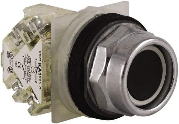 Schneider Electric - 30mm Mount Hole, Extended Straight, Pushbutton Switch with Contact Block - Black Pushbutton, Momentary (MO) - Benchmark Tooling
