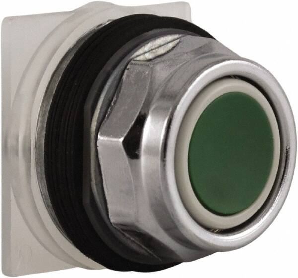 Schneider Electric - 30mm Mount Hole, Extended Straight, Pushbutton Switch Only - Green Pushbutton, Momentary (MO) - Benchmark Tooling