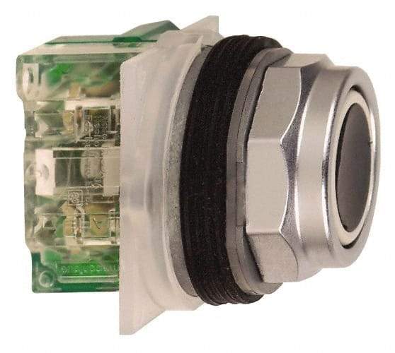 Schneider Electric - 30mm Mount Hole, Flush, Pushbutton Switch with Contact Block - Octagon, Black Pushbutton, Momentary (MO) - Benchmark Tooling