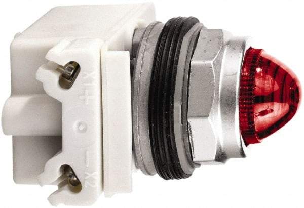 Schneider Electric - 120 V Red Lens LED Pilot Light - Round Lens, Screw Clamp Connector - Benchmark Tooling