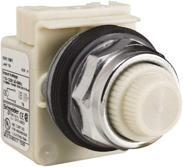 Schneider Electric - 120 VAC White Lens Indicating Light - Screw Clamp Connector - Benchmark Tooling