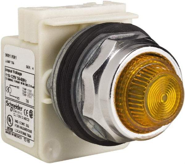 Schneider Electric - 120 VAC Amber Lens Indicating Light - Screw Clamp Connector - Benchmark Tooling