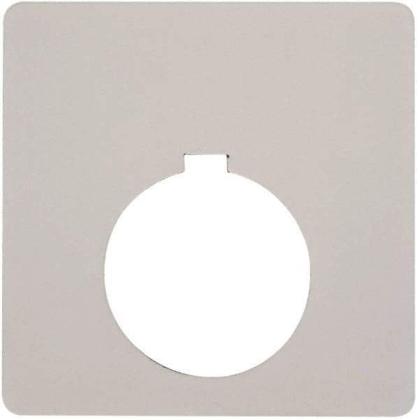 Schneider Electric - Square, Plastic Legend Plate - Blank - White Background, Black Letters, 1.2 Inch Hole Diameter, 2-1/2 Inch Square - Benchmark Tooling