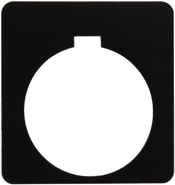 Schneider Electric - Square, Plastic Legend Plate - Blank - Black Background, White Letters, 1.2 Inch Hole Diameter, 1-3/4 Inch Square - Benchmark Tooling