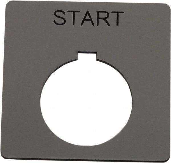 Schneider Electric - Square, Plastic Legend Plate - Start - Silver Background, Black Letters, 1.2 Inch Hole Diameter, 2-1/4 Inch Square - Benchmark Tooling