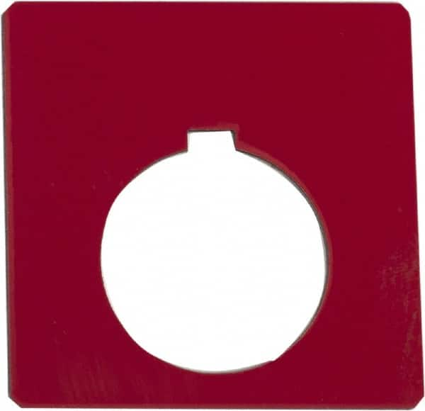 Schneider Electric - Square, Plastic Legend Plate - Blank - Red Background, Black Letters, 1.2 Inch Hole Diameter, 2-1/4 Inch Square - Benchmark Tooling