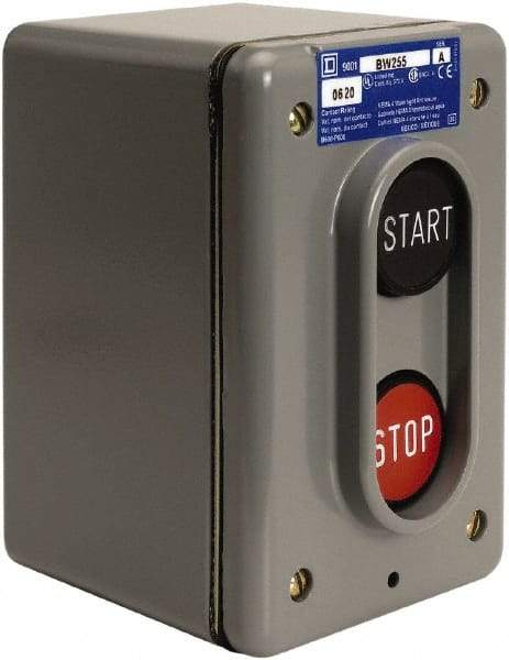 Schneider Electric - 2 Operator, Projecting Pushbutton Control Station - Start, Stop (Legend), Maintained Switch, 2NO Contact, NEMA 4 - Benchmark Tooling