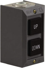 Schneider Electric - 2 Operator, Projecting Pushbutton Control Station - Down, Up (Legend), Momentary Switch, 2NO Contact, NEMA 1 - Benchmark Tooling