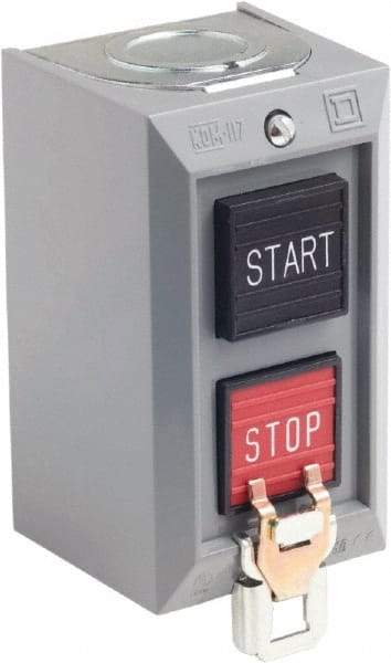 Schneider Electric - 2 Operator, Projecting Pushbutton Control Station - Start, Stop (Legend), Momentary Switch, NO/NC Contact, NEMA 1 - Benchmark Tooling