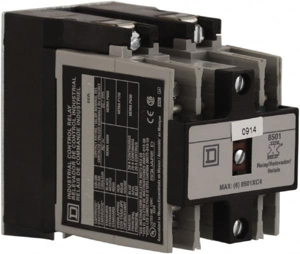 Square D - Electromechanical Screw Clamp General Purpose Relay - 20 Amp at 600 VAC, 4NO, 110 VAC at 50 Hz & 120 VAC at 60 Hz - Benchmark Tooling