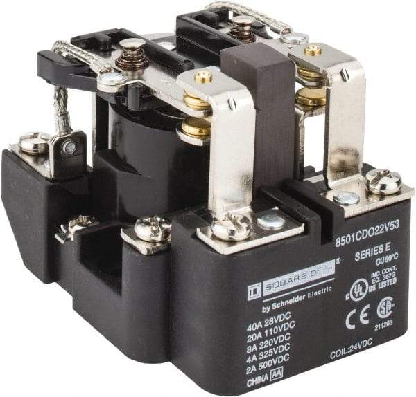 Square D - 10 VA Power Rating, Electromechanical Screw Clamp General Purpose Relay - 10 Amp at 110 V & 4 Amp at 220 V, DPDT, 24 VDC, 63.6mm Wide x 58.8mm High x 79.4mm Deep - Benchmark Tooling