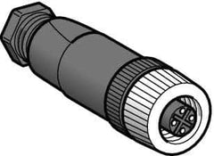 Telemecanique Sensors - 3 Amp, M12 4 Pin Female Straight Field Attachable Connector Sensor and Receptacle - 125 VAC, 150 VDC, IP67 Ingress Rating - Benchmark Tooling