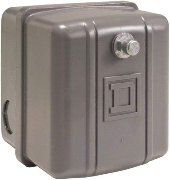 Square D - 1 NEMA Rated, DPST, 215 to 250 psi, Electromechanical, Snap Action Pressure and Level Switch - Adjustable Pressure, 460/575 VAC, 3/8 Inch Connector, Screw Terminal, For Use with Air Compressors, Power Circuits, Water Pumps - Benchmark Tooling