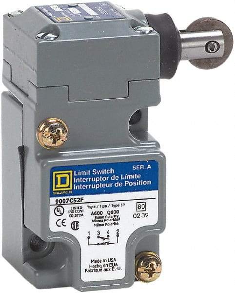 Square D - SPDT, NC/NO, 600 Volt Screw Terminal, Roller Plunger Actuator, General Purpose Limit Switch - 1, 2, 4, 6, 12, 13, 6P NEMA Rating, IP67 IPR Rating - Benchmark Tooling