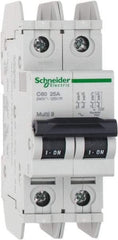 Schneider Electric - 25 Amp, 125 VDC, 240 VAC, 60 VDC, 1 Pole, DIN Rail Mount, Fixed Mount Miniature Circuit Breaker - Thermal Magnetic Trip, Multiple Breaking Capacity Ratings, 73mm Deep x 107mm High x 36mm Wide - Benchmark Tooling