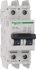 Schneider Electric - 6 Amp, 125 VDC, 240 VAC, 60 VDC, 1 Pole, DIN Rail Mount, Fixed Mount Miniature Circuit Breaker - Thermal Magnetic Trip, Multiple Breaking Capacity Ratings, 73mm Deep x 107mm High x 36mm Wide - Benchmark Tooling