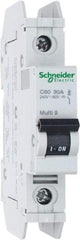 Schneider Electric - 30 Amp, 125 VDC, 240 VAC, 60 VDC, 1 Pole, DIN Rail Mount, Fixed Mount Miniature Circuit Breaker - Thermal Magnetic Trip, Multiple Breaking Capacity Ratings, 73mm Deep x 81mm High x 18mm Wide - Benchmark Tooling