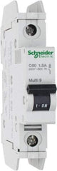 Schneider Electric - 1 Amp, 125 VDC, 240 VAC, 60 VDC, 1 Pole, DIN Rail Mount, Fixed Mount Miniature Circuit Breaker - Thermal Magnetic Trip, Multiple Breaking Capacity Ratings, 73mm Deep x 107mm High x 18mm Wide - Benchmark Tooling