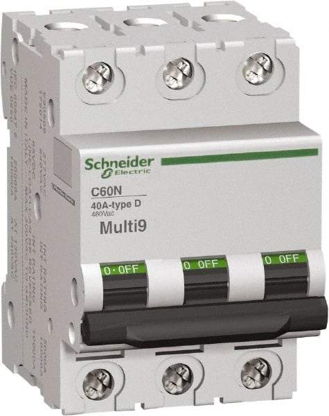 Schneider Electric - 8 Amp, 3 Pole, DIN Rail Mount Standard Circuit Breaker - Multiple Breaking Capacity Ratings, 14-4 (Copper) AWG, 3 Inch Deep x 3.19 Inch High x 2.13 Inch Wide - Benchmark Tooling