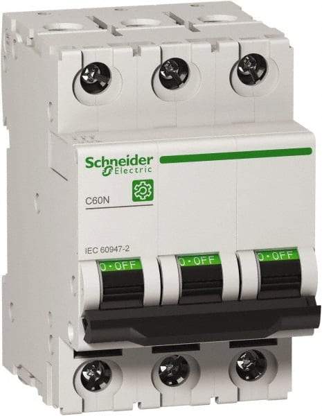 Schneider Electric - 20 Amp, 440 VAC, 3 Pole, DIN Rail Mounted Miniature Circuit Breaker - Magnetic Trip, Multiple Breaking Capacity Ratings, 18-4 AWG, 76mm Deep x 81mm High x 54mm Wide - Benchmark Tooling