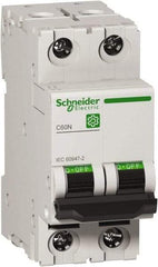Schneider Electric - 16 Amp, 440 VAC, 2 Pole, DIN Rail Mounted Miniature Circuit Breaker - Magnetic Trip, Multiple Breaking Capacity Ratings, 18-4 AWG, 76mm Deep x 81mm High x 36mm Wide - Benchmark Tooling